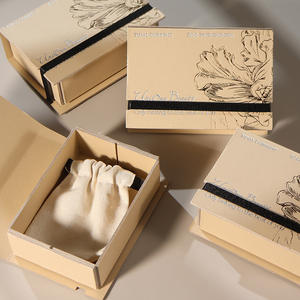 <span class=keywords><strong>2</strong></span>-teilige Buchförmige Geschenkverpackung aus Karton mit Kordelzug und Beutel, Mittlere, Faltbare Aufbewahrungsbox - Product Image 5