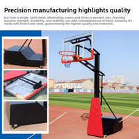 Poteau de basketball en acier robuste, réglable en hauteur, avec panneau en verre trempé, à installer au sol, pour enfants et adultes