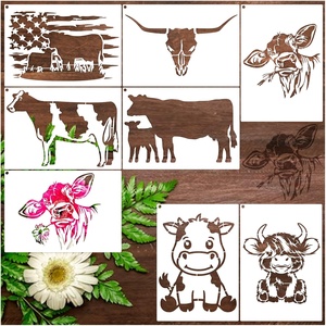 Farmhouse Cow <strong>Stencils</strong> for Painting Wood A4 Farm Highland Cow <strong>Paint</strong> <strong>Stencils</strong> for Painting on Wood Burning Art Craft <strong>Wall</strong> - Product Image 2
