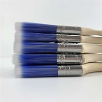 Ensemble de pinceaux professionnels, lot de 5 pinceaux à manche en bois pour murs, pinceaux plats pour murs, pinceaux pour peinture de moulures et de cadres de fenêtres