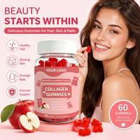 Compléments alimentaires en gommes de collagène hydrolysé pour adultes, marque privée OEM, pour cheveux, peau et ongles, avec biotine, multivitamines, éclaircissant pour la peau, végétalien