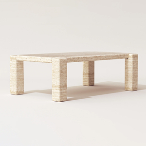 Kumusi hiện đại sang trọng màu be travertine Bàn và ghế đặt rắn đá vườn ăn uống thiết lập - Product Image 2