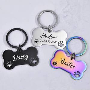 Custom Dog <b>Tag</b> Pet ID <b>Tag</b> Bone Shape Metal <b>Name</b> <b>Tag</b> with Engraved Logo for Dogs and Cats - Product Image 4