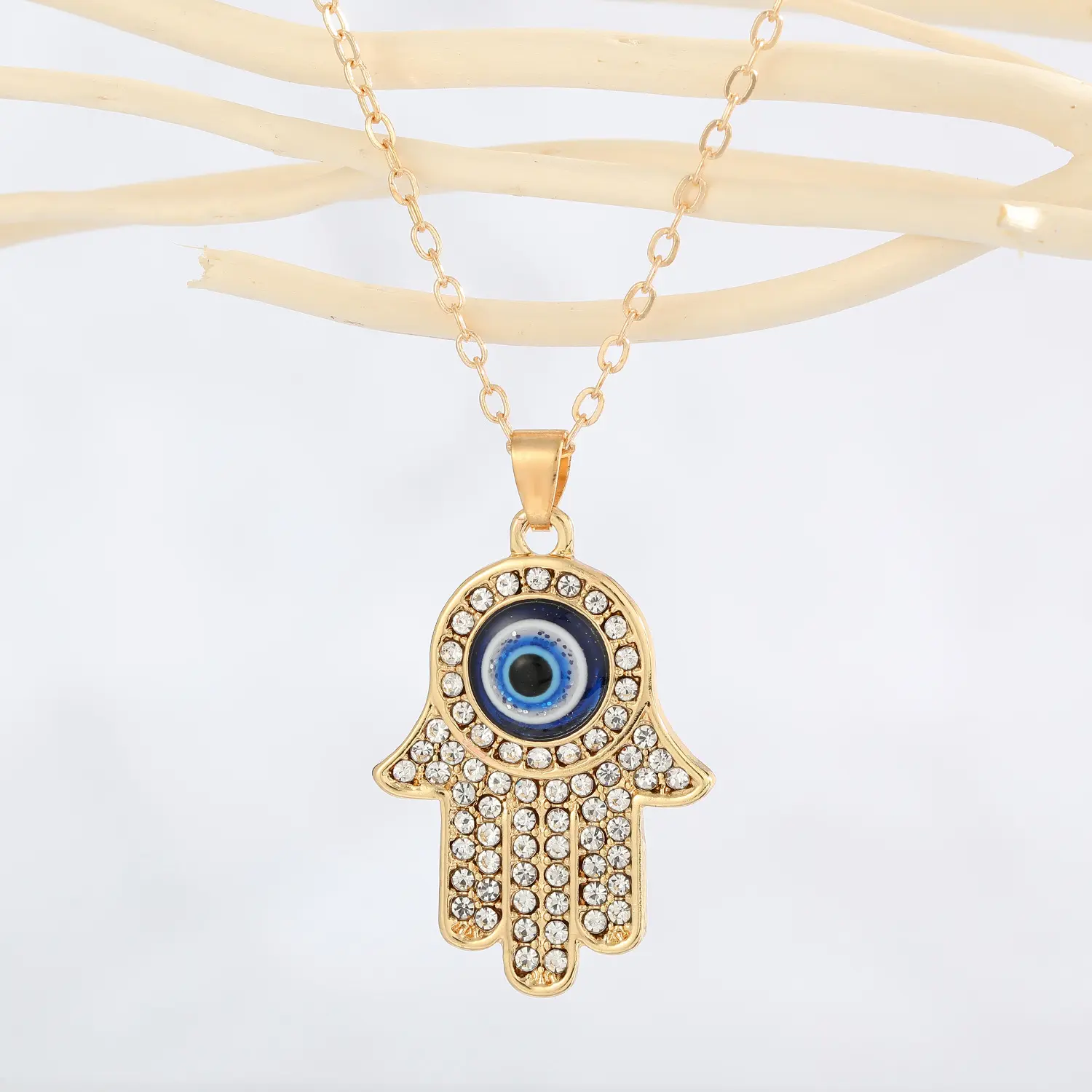 High Quality Gold Plated Brass Women Sexy Necklace Evil Eye Pendant Wholesale
