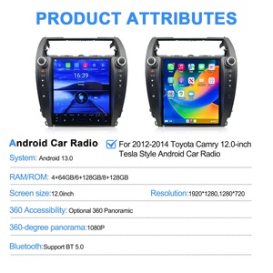 Navihua Car Upgrade 12 Inch Telsa Android Car Radio Touch Screen GPS Multimedia Carplay Auto Stereo for Toyota Camry 2012-2024 - Product Image 5