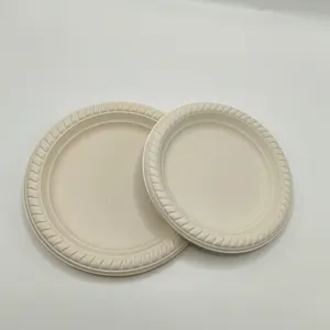 Customizable 9" Greaseproof And Microwavable Disposable Compostable Cornstarch Paper Round Plates 9 Inch