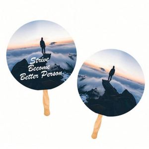Abanicos de Papel con Mango de Madera Personalizados para Promociones de Empresa, con Logotipo Impreso a Todo Color por Ambos Lados, Abanicos Sublimables en Blanco - Product Image 6