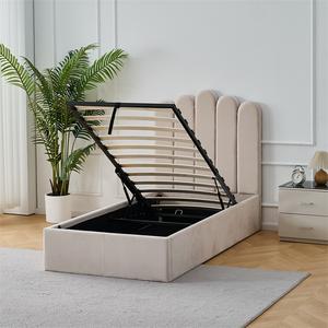 Cama Infantil de Terciopelo Acolchada de Alta Calidad con Diseño Elegante y Almacenamiento Integrado, Estructura de Cama Tapizada Nueva - Product Image 6