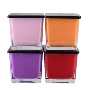 <b>Square</b> Glass Scented <b>Candle</b> Cup 300ml Four Color For Home Decoration Modern Style Floral Plant Fragrance - Product Image 4