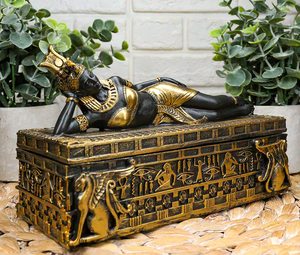 Hermosa Reina del Antiguo Egipto Cleo Patla joyero decorativo pequeña estatua diosa Isis - Product Image 5