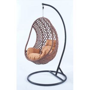 Ventas calientes Popular <span class=keywords><strong>Ratan</strong></span> Cojín de ratán colgante Columpios de playa Luna pequeña amarilla Silla de huevo Columpio de dos asientos Premium - Product Image 4