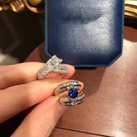 Bague bijoux haut de gamme Premier Vogue carré bleu royal avec design de banquet réglable élégant en cuivre luxueux
