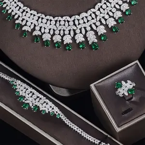 Luxury Nigeria CZ Crystal Wedding 4pcs Bridal Zirconia Full UAE Dubai Jewelry Sets For Women Party