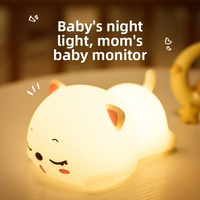Veilleuse LED tactile rechargeable en silicone minimaliste Kawaii Chat pour chambre d'enfant, décoration mignonne de chaton