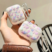 Étui pour écouteurs en silicone avec boucle d'escalade en montagne, paillettes roses, fleurs d'amour, pour iPhone Airpods Pro 1 2 3 4