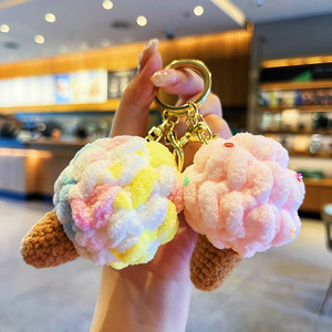 Handmade Crochet Kẹo Bông Móc Khóa Tùy Chỉnh Logo Đầy Màu Sắc Dây Móc Khóa Cho Túi Trang Trí Và Quà Tặng - Product Image 1