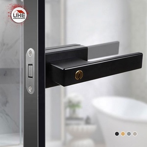 Aluminum Handle for Swing Glass <strong>Door</strong> Single Double Layered Glass Square Privacy With Key Handle Lock - Product Image 1