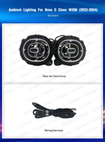 ICarsin - Éclairage d'ambiance intérieur LED 64 couleurs pour Mercedes Benz Classe C W206 GLCX254 - Accessoires de bande lumineuse d'ambiance