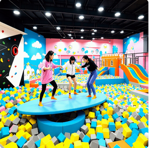 Aire de jeux intérieure personnalisée tout-en-un : Trampoline, toboggans, mur d'escalade et aire de combat pour enfants de tous âges – Grande diversion populaire - Product Image 2