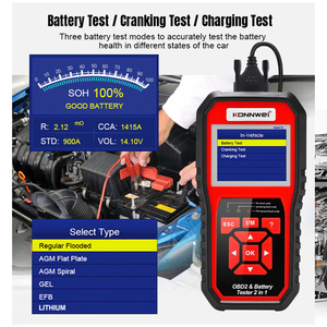 Herramientas de diagnóstico automotriz Konnwei 6V 12V 16V probador de batería de coche 100-2000 Analizador de batería CCA - Product Image 4