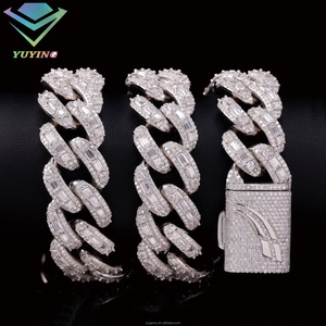 Collar de Diamantes Moissanite con Corte Esmeralda Vvs, Plata de Ley S925, Cadena Cubana de 20 mm de Ancho, Joyería de Moda Hiphop - Product Image 2