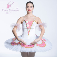 Tutu de ballet pré-professionnel BLL058 en velours blanc avec corsage en dentelle à paillettes, tenue de scène pour la danse