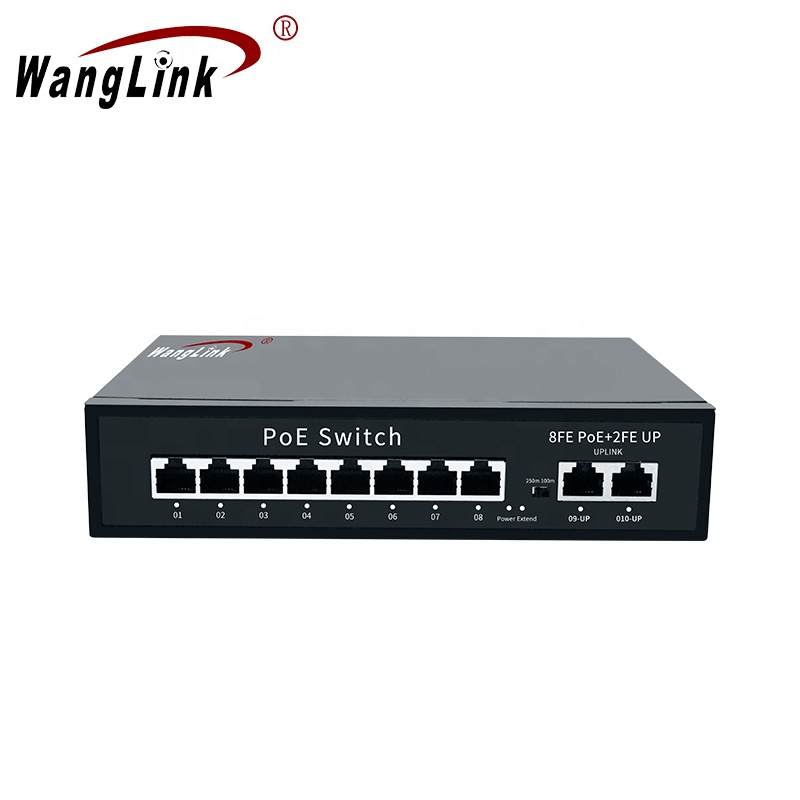 Wanglink Шэньчжэнь переключатели POE 10/100 Мбит/с 8 портов POE коммутатор с 2 по восходящей линии коммутатор питания через Ethernet для камеры Hikvision