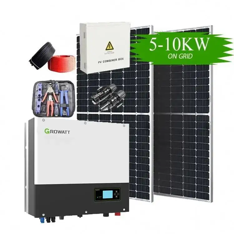 อินเวอร์เตอร์กริดไทแบบเฟสเดียวเชื่อมต่อกับแผงโซลาร์เซลล์10KW สำหรับระบบบ้านพลังงานแสงอาทิตย์แบบไฮบริด