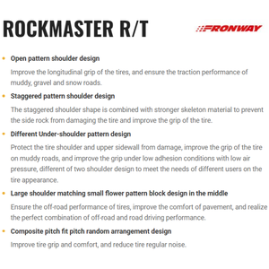 Neumáticos Radiales Tubeless para Todas las Estaciones New RockHunter LT245/75R16 LT265/65R17 LT265/70R17 LT265/60R18 LT265/65R18, Silenciosos y Confortables - Product Image 6