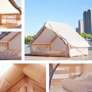 Tente de camping gonflable portable pour 2-3 personnes, maison de type cabine, 4 saisons, Oxford imperméable avec fenêtres et porte en maille pour une utilisation en extérieur - Product Image 3