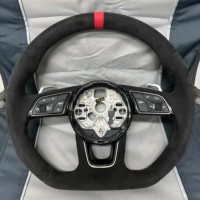 Volant en fibre de carbone avec écran LCD et deux boutons, compatible avec les Audi A3 A4 B8 B9 A5 A6 C7 C8 RS3 RS4 RS5 S3 S4 S5 TT TTS TTRS R8