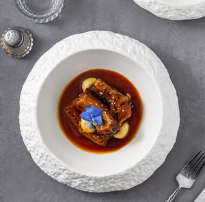 Assiettes de repas <span class=keywords><strong>fines</strong></span> Fournisseur de <span class=keywords><strong>restaurant</strong></span> Chef Platos Para <span class=keywords><strong>Restaurant</strong></span> Assiettes en céramique Passe au lave-vaisselle Assiette à soupe pour pâtes de roche à la mode - Product Image 5