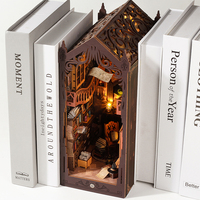 Kit de construction de bibliothèque 3D Magic Library avec lumière LED, kit de livres en bois pour débutants pour la décoration de bibliothèque fantastique