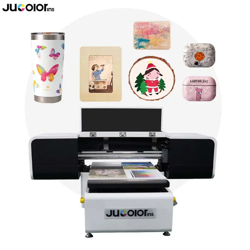 Jucolor thiết kế mới A1 kích thước nhỏ 6090 UV phẳng máy in uv6090 cho cup Glass in logo