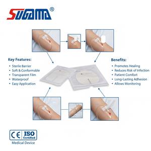 Apósito transparente impermeable de película de PU para cánula <span class=keywords><strong>IV</strong></span>, apósito estéril para fijación de catéter médico con almohadilla absorbente estilo marco - Product Image 5