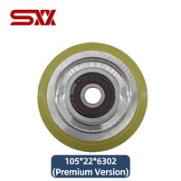 Roue de guidage pour ascenseur à grande vitesse 105x22mm avec roulement 6302, en polyuréthane résistant à l'usure, pièces de rechange universelles pour ascenseur