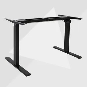Office Luxury Electric Single Motor Desk Sit And Standing Up Computer Lift Desk White Frame Adjustable Height