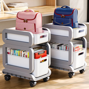 รถเข็นเก็บของแบบพกพา 3 ชั้น ชั้นวางหนังสือพลาสติกเคลื่อนที่ได้ สำหรับจัดเก็บใต้โต๊ะทำงาน - Product Image 1