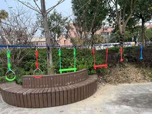 NinjaWarrior Set di Slackline con barra a ostacoli in poliestere a nastro dinamometro a nastro con Longline Slackline puleggia da supporto Feistel - Product Image 5