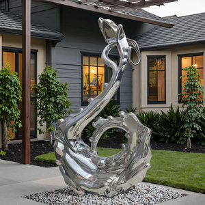 अनुकूलित रंग आकार के लोगो के साथ सजावटी उपयोग के लिए बाहरी पॉलिश स्टेनलेस स्टील लहर मूर्तिकला (चीन में बनाया गया) - Product Image 3