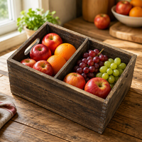 Caisse de rangement en bois naturel avec poignées, caisse décorative empilable pour l'organisation et la présentation à la maison