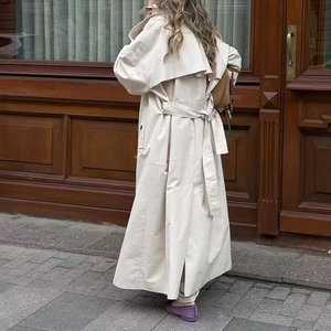 Tùy Chỉnh Sang Trọng Của Phụ Nữ Mùa Thu Phong Cách Giữa Chiều Dài Rãnh Áo Khoác Lỏng Lẻo Giản Dị Áo Gió Cape Áo Khoác Thời Trang Parka - Product Image 5