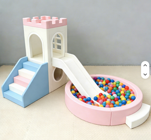 Castillo de Juegos Interior Pequeño Personalizado en Color Blanco Pastel para Niños, Alquiler para Fiestas y Eventos, <span class=keywords><strong>Casa</strong></span> de Juegos Multifuncional con Tobogán y Piscina de Pelotas - Product Image 3