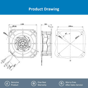 For K3G190-RC05-03 230V AC 83W 3200RPM EC Ball Bearing 190mm OEM Wire Leads Inverter Centrifugal Free <b>Standing</b> Cooling <b>Fan</b> - Product Image 4