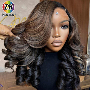 Perruques frontales en dentelle HD 13*6 sans colle, cheveux humains vietnamiens ondulés profonds brun ombré pour femmes, <span class=keywords><strong>blond</strong></span> cendré 13*4 lisses comme des baguettes - Product Image 2