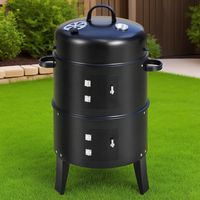 Barbecue au charbon de bois 3 en 1, fumoir portable, rôtissoire de barbecue d'extérieur, barbecue en acier pour le camping, fumoir-grill