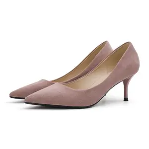 女士优雅设计尖头尖头Zapatos De Tacon麂皮女士最新高跟鞋