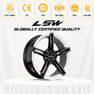 LS8049 20x9.0 Five <b>Spoke</b> Alloy <b>Wheel</b> Gloss Black with Machine Face Universal Fit for Passenger Cars - Product Image 3