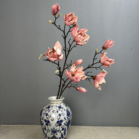 Große Rustikale Vintage Magnolie Künstliche Pflanze Umweltfreundlich 100cm Eva-Kunststoff Heimdekoration mit Zweigen für Zuhause oder Büro