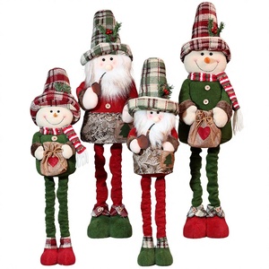 Ornement de Noël transfrontalier en tissu extensible, Poupée debout 31cm-50cm, Motif Plaid Rétro Père Noël Bonhomme de neige, Cadeau de Noël - Product Image 1